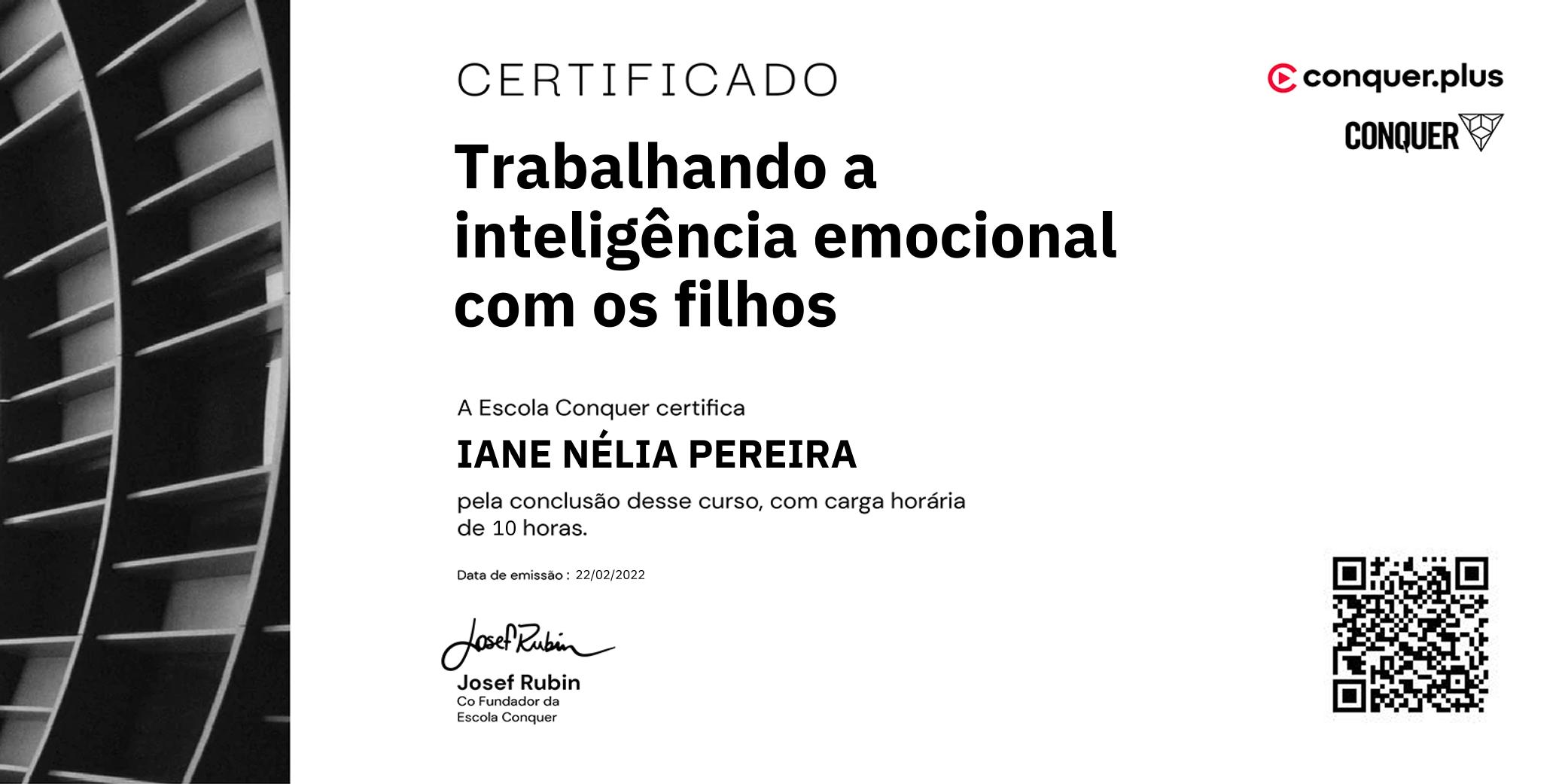 Certificado de Trabalhando a inteligência emocional com os filhos